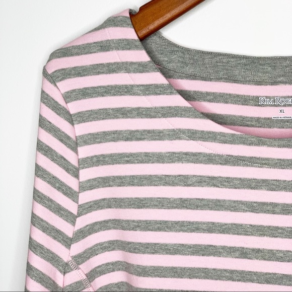 Kim Rogers Tops - KIM ROGERS Pink & Grey Sweatshirt Pockets XL